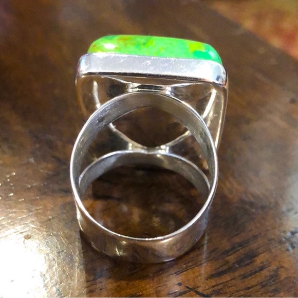 M JAY KING DTR Green Turquoise Sterling Silver Cabochon Ring Sz 10 - Picture 5 of 16